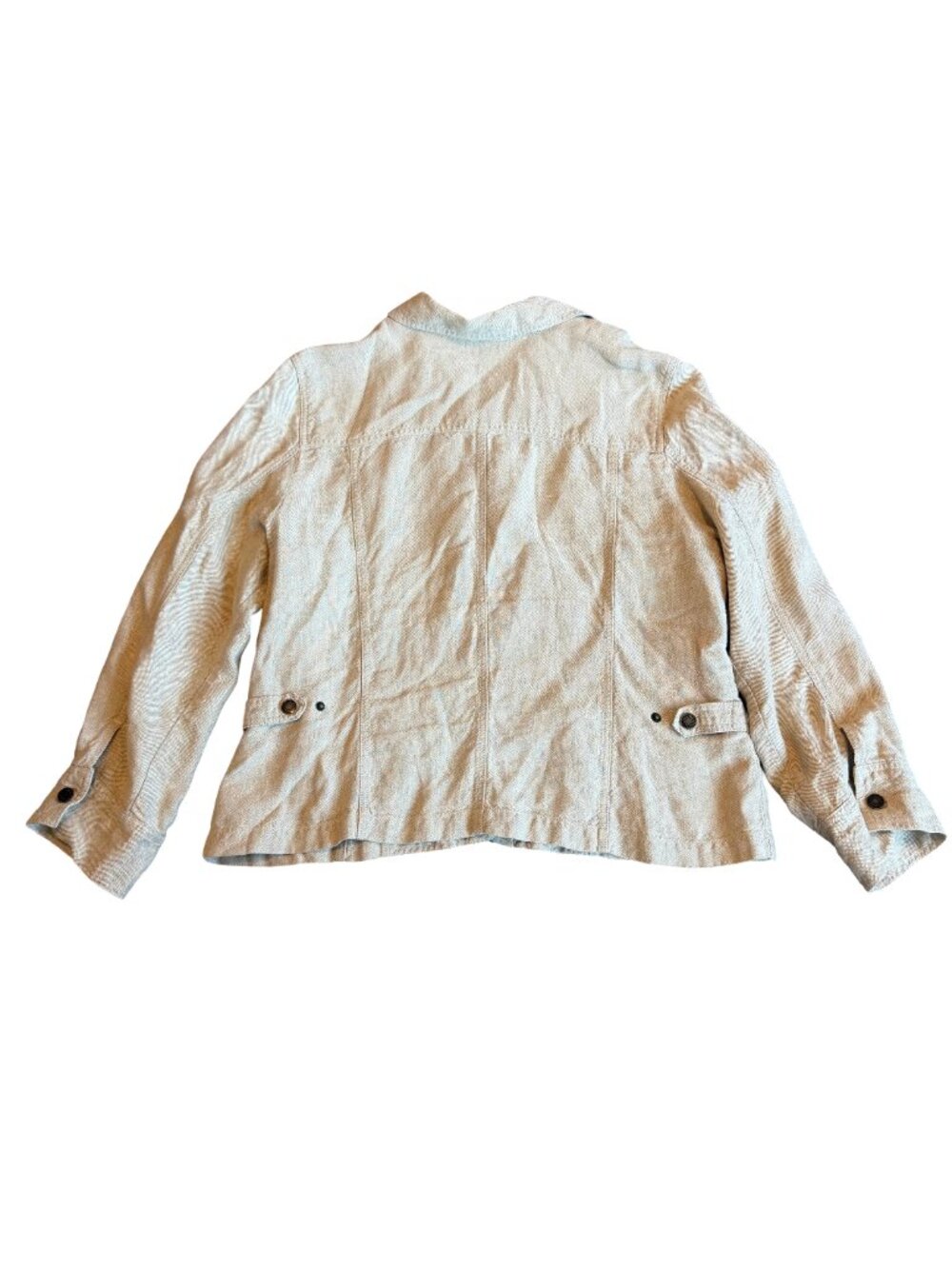 J. Jill Tan Linen Chore Jacket Casual Classy Button Front Collar X-Large Women's - Picture 9 of 12